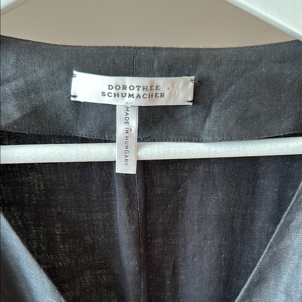 Dorothee Schumacher Elegant Black V-Neck Linen/Silk Dress Size 2 - Picture 3 of 7